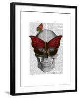 Pink Butterfly Mask Skull-Fab Funky-Framed Art Print