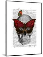 Pink Butterfly Mask Skull-Fab Funky-Mounted Art Print