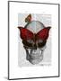 Pink Butterfly Mask Skull-Fab Funky-Mounted Art Print