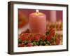 Pink Candle with Wreath of Rose Petals as Table Decoration-Luzia Ellert-Framed Photographic Print