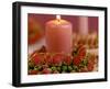 Pink Candle with Wreath of Rose Petals as Table Decoration-Luzia Ellert-Framed Photographic Print