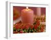 Pink Candle with Wreath of Rose Petals as Table Decoration-Luzia Ellert-Framed Photographic Print