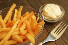 French Fries With Mayonnaise-pink candy-Photographic Print