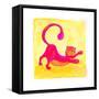 Pink Cat with Purple Stripes-null-Framed Stretched Canvas