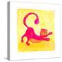 Pink Cat with Purple Stripes-null-Stretched Canvas