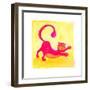 Pink Cat with Purple Stripes-null-Framed Giclee Print