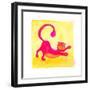 Pink Cat with Purple Stripes-null-Framed Giclee Print