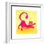 Pink Cat with Purple Stripes-null-Framed Giclee Print