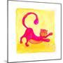 Pink Cat with Purple Stripes-null-Mounted Giclee Print