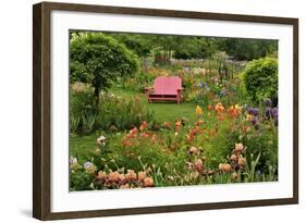 Pink Chair in Flower Garden-Steve Terrill-Framed Photographic Print