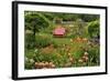 Pink Chair in Flower Garden-Steve Terrill-Framed Photographic Print