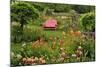 Pink Chair in Flower Garden-Steve Terrill-Mounted Photographic Print
