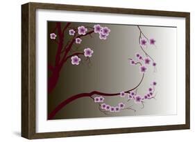 Pink Cherry Blossom Sakura Flowers in Japanese Style-Larisa Karpova-Framed Photographic Print