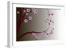 Pink Cherry Blossom Sakura Flowers in Japanese Style-Larisa Karpova-Framed Photographic Print