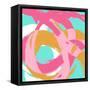 Pink Circular Strokes I-Megan Morris-Framed Stretched Canvas