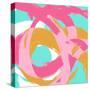Pink Circular Strokes I-Megan Morris-Stretched Canvas