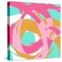 Pink Circular Strokes I-Megan Morris-Stretched Canvas