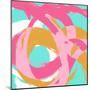 Pink Circular Strokes I-Megan Morris-Mounted Art Print