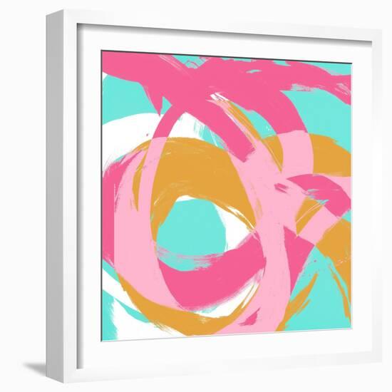Pink Circular Strokes I-Megan Morris-Framed Art Print