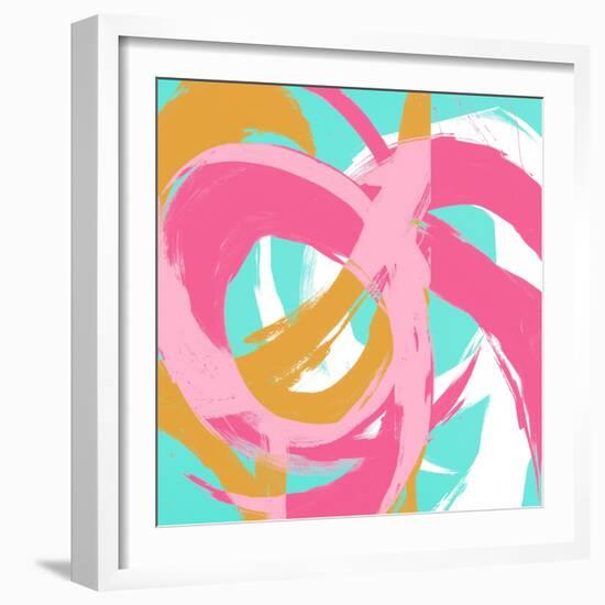 Pink Circular Strokes II-Megan Morris-Framed Art Print