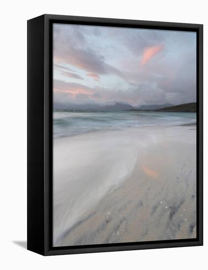 Pink Clouds and Flowing Tide at Luskentyre Beach, Isle of Harris, Outer Hebrides, Scotland-Stewart Smith-Framed Stretched Canvas