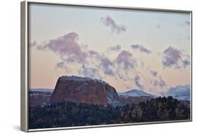 Pink Clouds at Dawn over Sandstone Formations Covered with a Dusting of Snow-James Hager-Framed Photographic Print