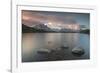 Pink clouds at sunrise on Mont Blanc massif seen from Lacs De Cheserys, Chamonix, Haute Savoie, Fre-Roberto Moiola-Framed Photographic Print