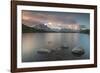 Pink clouds at sunrise on Mont Blanc massif seen from Lacs De Cheserys, Chamonix, Haute Savoie, Fre-Roberto Moiola-Framed Photographic Print