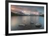 Pink clouds at sunrise on Mont Blanc massif seen from Lacs De Cheserys, Chamonix, Haute Savoie, Fre-Roberto Moiola-Framed Photographic Print