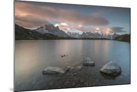 Pink clouds at sunrise on Mont Blanc massif seen from Lacs De Cheserys, Chamonix, Haute Savoie, Fre-Roberto Moiola-Mounted Photographic Print