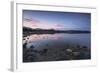 Pink clouds at sunset are reflected in the blue sea, Villasimius, Sardinia, Italy, Mediterranean-Roberto Moiola-Framed Photographic Print
