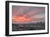 Pink clouds at sunset frame the city of Florence crossed by Arno River seen from Piazzale Michelang-Roberto Moiola-Framed Photographic Print