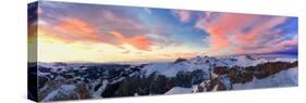 Pink clouds in the sky at sunset over Gran Cir and Odle mountains covered with snow-Roberto Moiola-Stretched Canvas