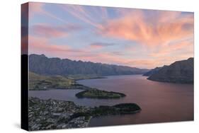 Pink clouds over Lake Wakatipu and the Remarkables, dusk, Queenstown, Queenstown-Lakes district, Ot-Ruth Tomlinson-Stretched Canvas