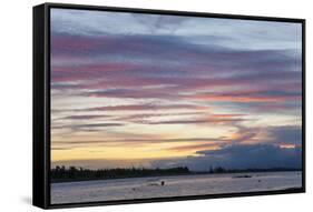 Pink clouds over the Wairau River estuary at dusk, Wairau Bar, near Blenheim, Marlborough, South Is-Ruth Tomlinson-Framed Stretched Canvas