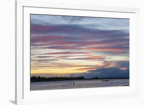 Pink clouds over the Wairau River estuary at dusk, Wairau Bar, near Blenheim, Marlborough, South Is-Ruth Tomlinson-Framed Photographic Print