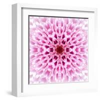 Pink Concentric Flower Center: Mandala Kaleidoscopic Design-tr3gi-Framed Art Print