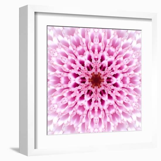 Pink Concentric Flower Center: Mandala Kaleidoscopic Design-tr3gi-Framed Art Print