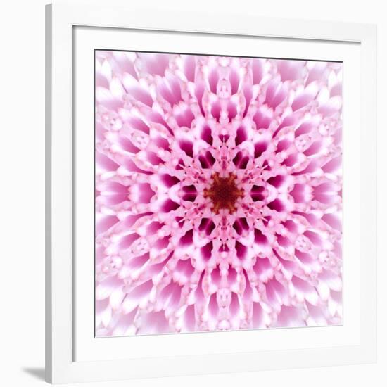 Pink Concentric Flower Center: Mandala Kaleidoscopic Design-tr3gi-Framed Art Print