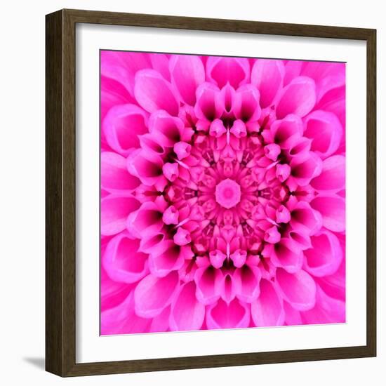 Pink Concentric Flower Center: Mandala Kaleidoscopic Design-tr3gi-Framed Art Print