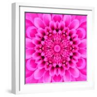 Pink Concentric Flower Center: Mandala Kaleidoscopic Design-tr3gi-Framed Art Print