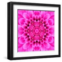 Pink Concentric Flower Center: Mandala Kaleidoscopic Design-tr3gi-Framed Art Print