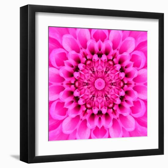 Pink Concentric Flower Center: Mandala Kaleidoscopic Design-tr3gi-Framed Art Print