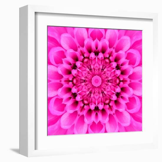 Pink Concentric Flower Center: Mandala Kaleidoscopic Design-tr3gi-Framed Art Print