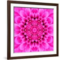 Pink Concentric Flower Center: Mandala Kaleidoscopic Design-tr3gi-Framed Art Print