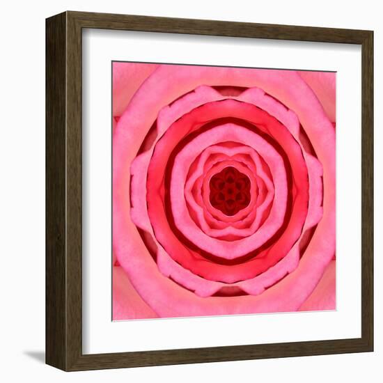 Pink Concentric Flower Center: Mandala Kaleidoscopic Design-tr3gi-Framed Art Print