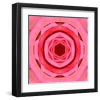 Pink Concentric Flower Center: Mandala Kaleidoscopic Design-tr3gi-Framed Art Print