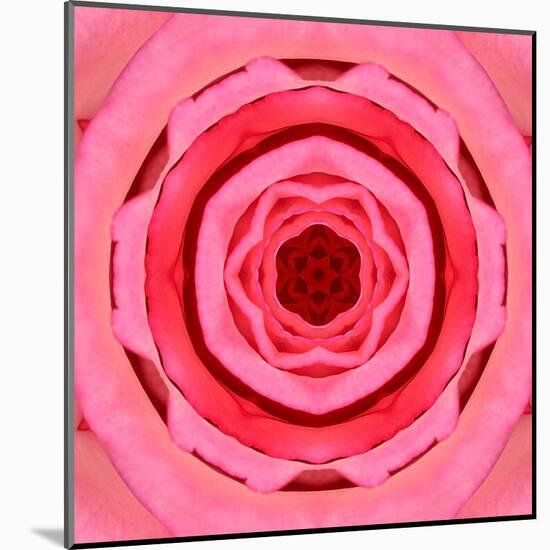 Pink Concentric Flower Center: Mandala Kaleidoscopic Design-tr3gi-Mounted Art Print