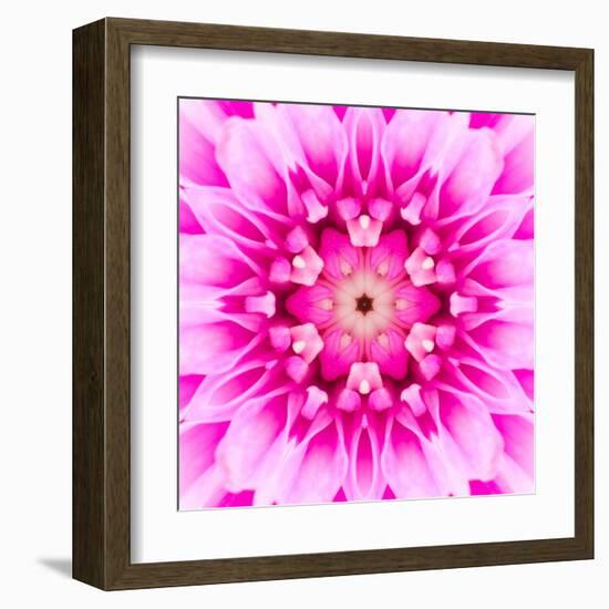 Pink Concentric Flower Center: Mandala Kaleidoscopic-tr3gi-Framed Art Print