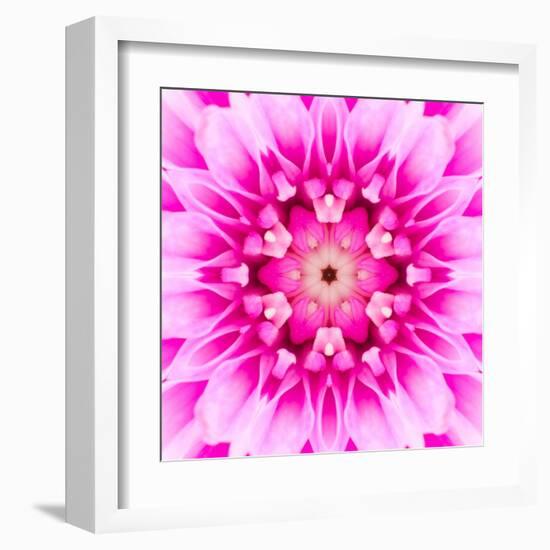 Pink Concentric Flower Center: Mandala Kaleidoscopic-tr3gi-Framed Art Print